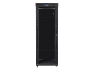 Комуникационен шкаф Lanberg rack cabinet 19" free-standing 42U/800x1000 (flat pack) with glass door lcd black v2