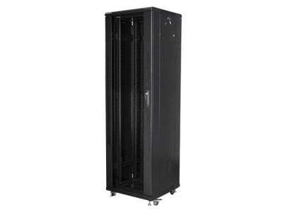 Комуникационен шкаф Lanberg rack cabinet 19" free-standing 42U / 600x600 self-assembly flat pack, black