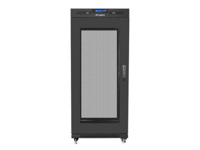 Комуникационен шкаф Lanberg rack cabinet 19" free-standing 27U / 600x800 self-assembly flat pack with mesh door LCD, black