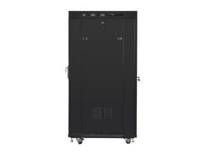 Комуникационен шкаф Lanberg rack cabinet 19" free-standing 27U / 600x800 self-assembly flat pack with mesh door LCD, black