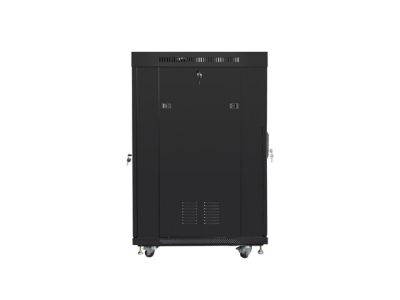 Комуникационен шкаф Lanberg rack cabinet 19" free-standing 22U/800x800 (flat pack) with glass door lcd black v2
