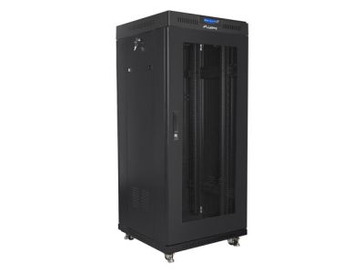 Комуникационен шкаф Lanberg rack cabinet 19" free-standing 27U/600x600 (flat pack) with mesh door lcd black v2