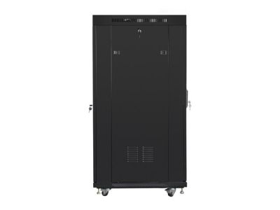 Комуникационен шкаф Lanberg rack cabinet 19" free-standing 27U / 600x800 self-assembly flat pack with glass door LCD, black