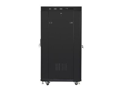 Комуникационен шкаф Lanberg rack cabinet 19" free-standing 27U / 600x800 self-assembly flat pack with glass door LCD, black