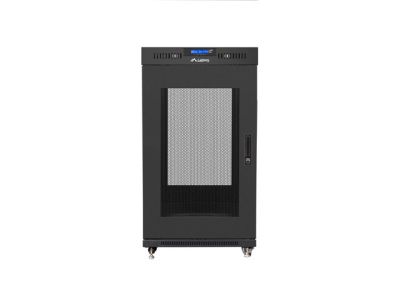 Комуникационен шкаф Lanberg rack cabinet 19" free-standing 22U/800x800 (flat pack) with glass door lcd black v2