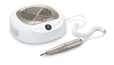Комплект за маникюр/педикюр Beurer MP 200 Manicure/pedicure station - 3 functions in one device: Nail cutter, UV/LED lamp and nail dust extractor; up to 26,000 rpm; 9 high-quality attachments; For artificial nail modelling