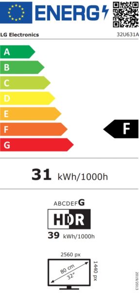 Монитор LG 32U631A-B, 31.5" QHD LED AG, IPS, 100Hz, 5ms, 250 cd/m2, 1000:1, QHD (2560 x 1440), sRGB 99% , HDR 10, USB-C (PD 15W), HDMI, LG Switch, Dynamic Action Sync, Reader mode, Headphone out, Tilt, Black