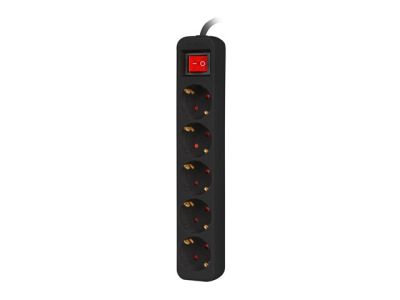 Разклонител Lanberg power strip 3m, 5 sockets, french with circuit breaker quality-grade copper cable, black