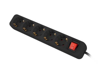 Разклонител Lanberg power strip 3m, 5 sockets, french with circuit breaker quality-grade copper cable, black