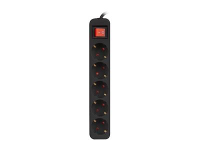 Разклонител Lanberg power strip 3m, 5 sockets, french with circuit breaker quality-grade copper cable, black