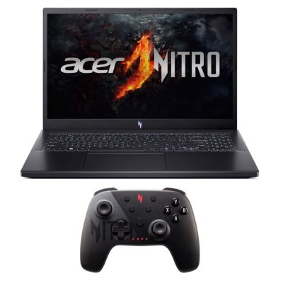 Лаптоп Acer Nitro V15, ANV15-41-R948, AMD Ryzen 7 7735HS( up to 4.55GHz, 12MB), 15.6" FHD(1920x1080)IPS 144Hz, 1*16GB DDR5 (1 slot free), 512 GB PCIe NVMe SSD, NVIDIA GeForce RTX 4050 6GB GDDR6, Wi-Fi AX, BT, No OS, Black + Nitro Wireless gamepad in the b