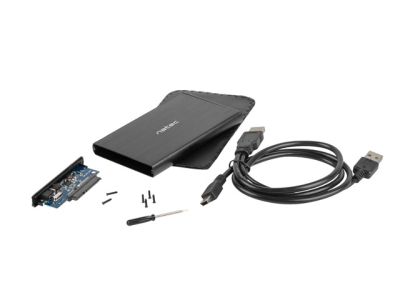 Кутия за твърд диск Natec External HDD/SSD Enclosure Rhino SATA 2.5" USB 2.0 Aluminium Slim Black