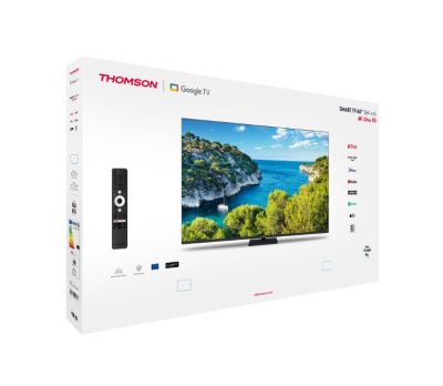 Телевизор Thomson Smart UHD TV 65"; Google TV; 3840 x 2160 (4K UHD), 4000:1, DLED, 60 Hz, DVB-T/T2/C/S/S2, HDR10, Wi-Fi, Bluetooth, LAN, HDMI 2 (2.0) + 2 (2.1), USB 2 (2.0) + 1 (3.0),Central Swivel Stand, Black