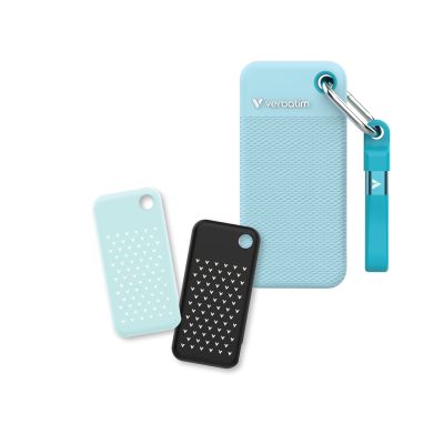 Твърд диск Verbatim Pocket SSD USB 3.2 Gen 2 1TB Polar Blue incl. two rubber sleeves