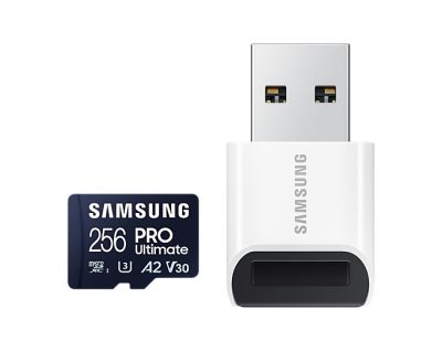 Памет Samsung 256GB micro SD Card PRO Ultimate with USB Reader , UHS-I, Read 200MB/s - Write 130MB/s, U3, V30, A2