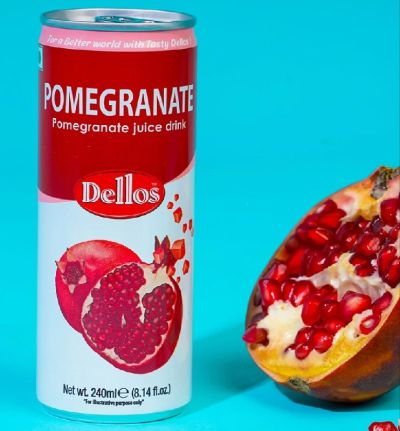 Безалкохолна напитка Dellos Нар с парченца плод, 240 ml кен