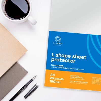 Джоб L-образен Bluering A4 180 микрона, 25 бр., Кристал