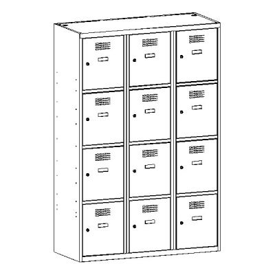 Метален гардероб Malow Wardrobe Locker SUS434W С 12 отделения, 120x50x180 cm Сив