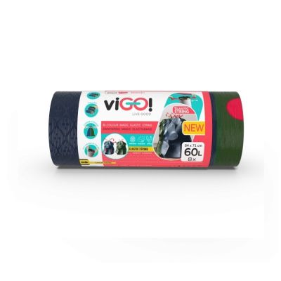 Торби за смет viGO! с ластик,  60 L, 54х62 cm, 8 бр., Черен