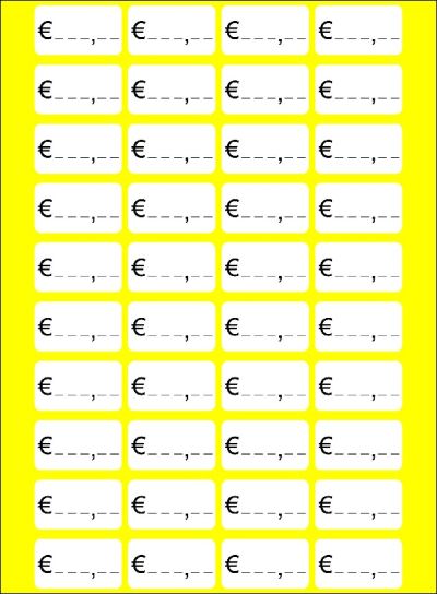 Етикети за цени EURO 28х16 mm 50л.х40ет./бандерол Бели