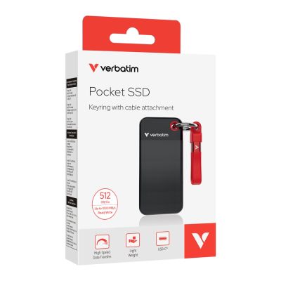 Твърд диск Verbatim Pocket SSD USB 3.2 Gen 2 512GB Black/Red