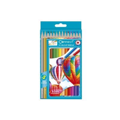 Цветни моливи Connect Шестоъгълни, 12+2 цвята