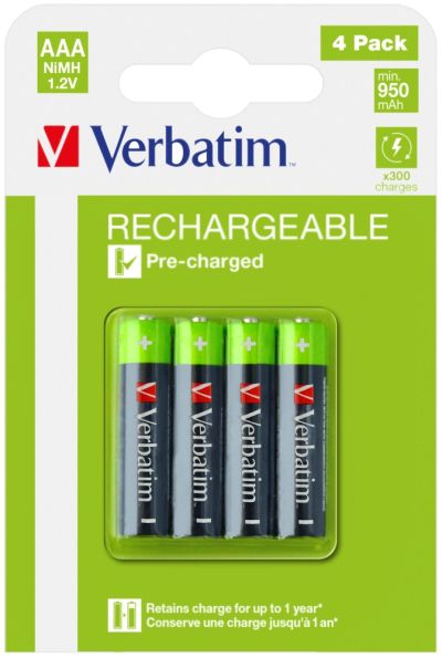 Батерия Verbatim Rechargeable Battery AAA 4 Pack / HR03