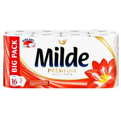 Тоалетна хартия Milde 100% целулоза, трипластова 16 бр. Euphoria Red