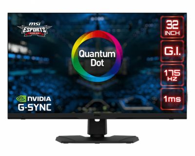 Монитор MSI Optix MPG321QRF-QD, 32", 175HZ, 1ms, Rapid IPS, Quantum Dot, WQHD 2560x1440, KVM function, GAMING OSD APP 2.0, G-Sync Compatible, DisplayHDR 600, Night Vision, Mystic Light, 600nits (HDR Peak), 2x HDMI 2.0b, DP 1.4a, USB Type C, PIP/PBP, 9S6-3