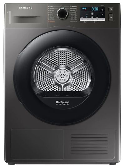 Сушилня Samsung DV90TA040AX/LE, Tumble Dryer with Heat Pump technology, 9kg, A++, Wrinkle prevention, Quick Dry 35 ', Stainless steel, Black door