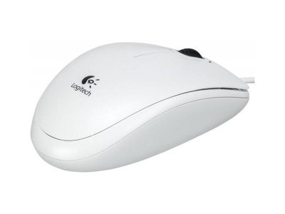 Мишка Logitech B100Оптична, USB, Бяла