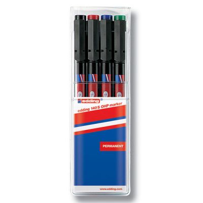 Комплект универсални перманентни OHP маркери Edding 140S 0.3 mm 4 цвята