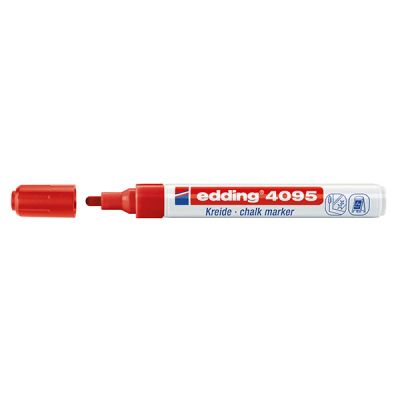 Тебеширен маркер за стъкло, бели и черни дъски Edding 4095 Объл връх 2-3 mm Червен