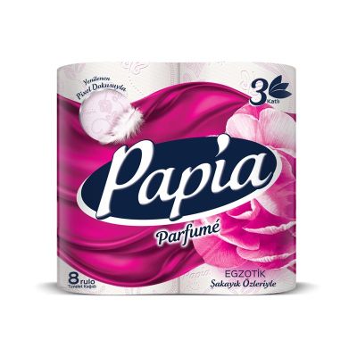 Тоалетна хартия Papia Parfume 100% целулоза, трипластова 8 бр. Бяла