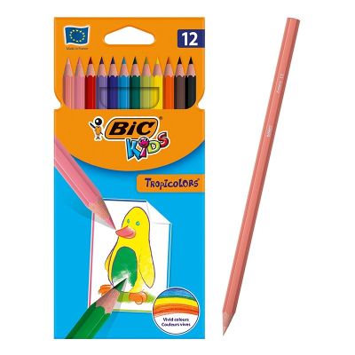 Цветни моливи Bic Kids TropicolorsШестоъгълни, 12 цвята