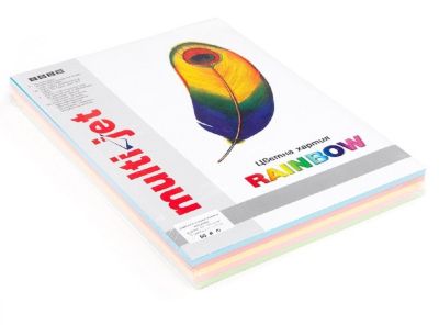 Цветен микс картон Multi Jet Rainbow Наситен, A4 5x25 л. 160 g/m2