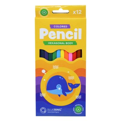 Цветни моливи BlueringШестоъгълни, 12 цвята