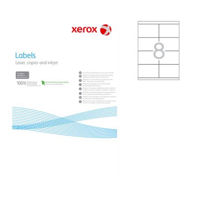 Етикети Xerox Бели, прави ъгли, 105x71 mm A4 100 л. 8 етик./лист