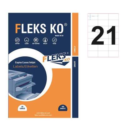 Етикети Fleks KoБели, прави ъгли, 70x42.3 mm A4, 100 л. 21 етик./лист