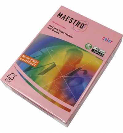 Цветен картон Maestro Color Розов пастел, А4, 250 л. 160 g/m2