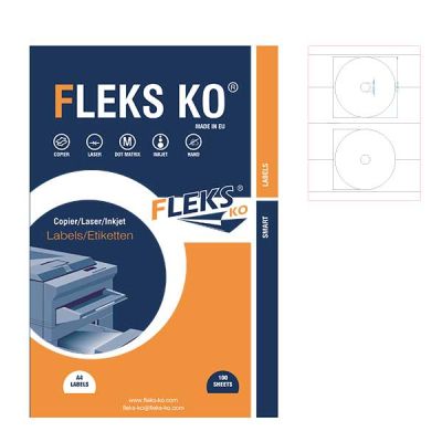 Етикети Fleks KoБели, за CD/DVD, Ф117x18 mm A4, 100 л. 2 етик./лист