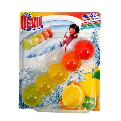 Ароматизатор за тоалетна Dr. Devil BiColor Гел, 35 g, Lemon Fresh