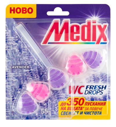 Ароматизатор за тоалетна Medix WC Fresh Drops Блокче, комплект 55 g, Lavender