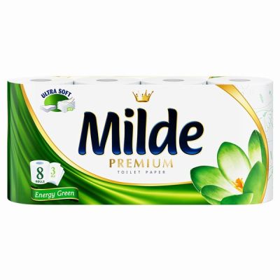 Тоалетна хартия Milde100% целулоза, трипластова 8 бр. Energy Green