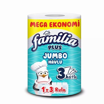Кухненска ролка Familia Jumbo 100% целулоза, трипластова, Бяла