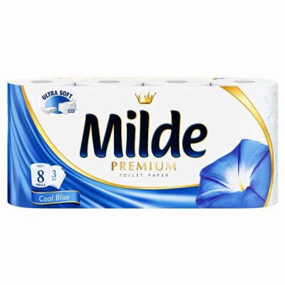 Тоалетна хартия Milde100% целулоза, трипластова 8 бр. Cool Blue