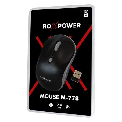 Мишка ROXPOWER M-778 Безжична оптична, USB, Черна