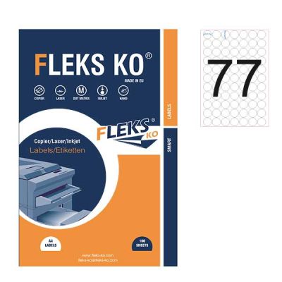 Етикети Fleks KoБели, кръгли, Ф25 mm A4, 100 л. 77 етик./лист