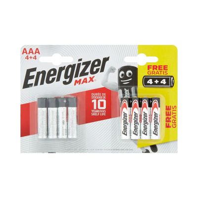 Батерия Energizer MAX R03/AAA Алкална усилена, 1.5V, 4+4 бр.