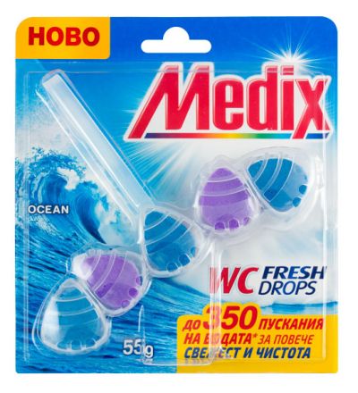 Ароматизатор за тоалетна Medix WC Fresh Drops Блокче, комплект 55 g, Ocean